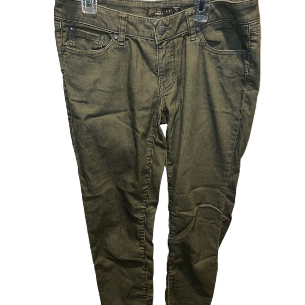 Prana Olive green skinny 5 pocket jeans women's size 4